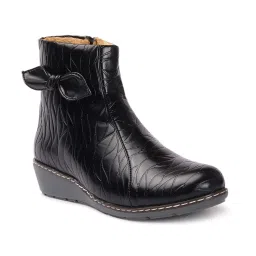 Iconics Women's Black Wedge Booties image 3