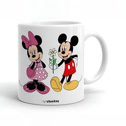 Mr UVD White & Pink Cartoon Characters Printed Ceramic Glossy Mug 350 ml-picture-20