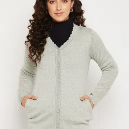 MADAME Mint Green Self Pattern Cardigan image 1