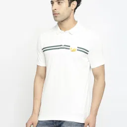 UnderJeans by Spykar White Regular Fit Printed Polo T-Shirt image 3