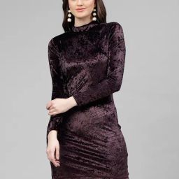 KASSUALLY Burgundy Relaxed Fit Bodycon Dress-picture-25