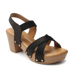 Iconics Women's Black Cross Strap Sandals image 3