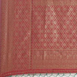 Satrani Green Woven Saree With Unstitched Blouse image 5