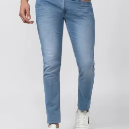 peter england Men Blue Mid Wash Slim Tapered Jeans image 1