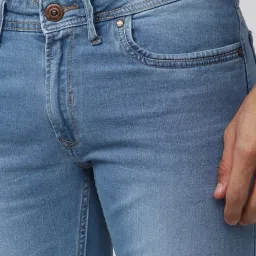 peter england Men Blue Mid Wash Slim Tapered Jeans image 4