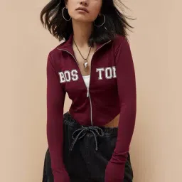 Ginger by Lifestyle Red Cotton Printed Cropped T-Shirt-image-27