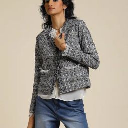Label Ritu Kumar Grey Melange Printed Jacket-picture-9