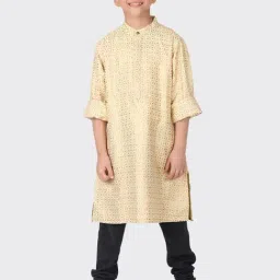 Fabindia Kids Beige Printed Full Sleeves Kurta-picture-23