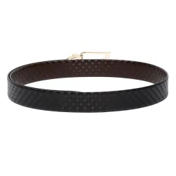 Louis Stitch Black Textured Leather Reversible Belt for Men image 2