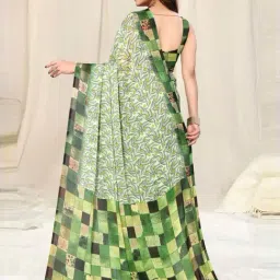 MIRCHI FASHION Green Printed Saree With Unstitched Blouse image 2