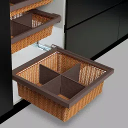 Olive Wicker Basket with Partition and Soft Close Channel 564x508x200 mm PVC Brown, 111311800005-picture-47