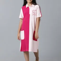Under Fourteen Only Kids Pink Color Block Dress-picture-1