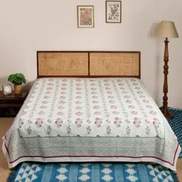 Fabindia Gulbagh Multicolor Cotton Printed 116 TC Double Bed Cover-picture-32