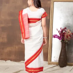 Aarika Kids White Solid Saree with Blouse image 2