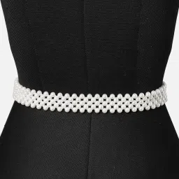 HauteSauce White Embellished Casual Belt for Women image 3