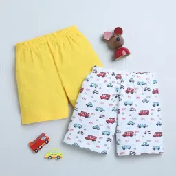 Bumzee Kids White & Yellow Printed Shorts (Pack Of 2)-image-96