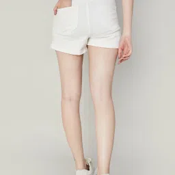 Ginger by Lifestyle Off-White Cotton High Rise Shorts image 2