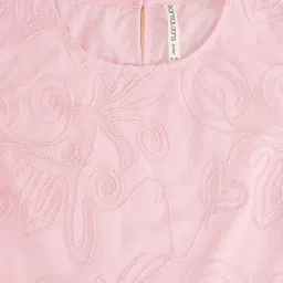 Pantaloons Junior Candy Pink Embroidered Top image 2