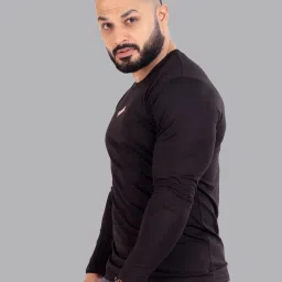 FUAARK Black Cotton Slim Fit Sports T-Shirt image 3