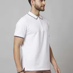 celio celio* White Regular Fit Cotton Polo T-Shirt image 3