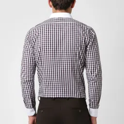 Van Heusen Brown Cotton Slim Fit Checks Shirts image 2