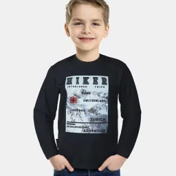 Gini & Jony Kids Black Printed Full Sleeves T-Shirt image 3