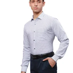 Park Avenue Blue Cotton Slim Fit Checks Shirt image 3