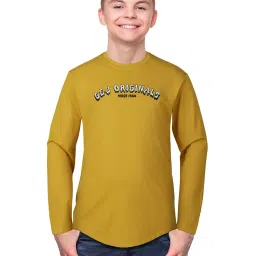 Gini & Jony Kids Mustard Graphic Print Full Sleeves T-Shirt image 3