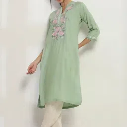 Rangriti Sage Green Embroidered Kurtas image 5