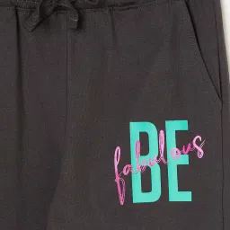 Fame Forever by Lifestyle Kids Charcoal Grey Cotton Printed Trackpants image 3