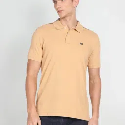Arrow Sport Beige Cotton Regular Fit Polo T-Shirt-image-34
