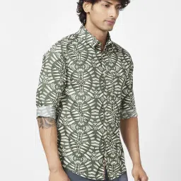 Spykar Rifle Green Cotton Regular Fit Printed Shirt image 3