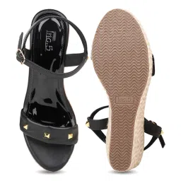 Inc.5 Women's Black Ankle Strap Wedges image 3