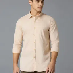 Reid & Taylor Beige Cotton Slim fit Solid Shirt-picture-14