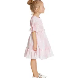 Peppermint Kids Peach Over Dyed Full Sleeves Dress image 3
