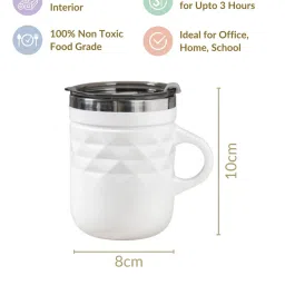 Nestasia Matte White Stainless Steel Double Insulated Spill Proof Travel Tea & Coffee Mug (400 ML) image 3