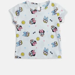 Pantaloons Baby White & Light Pink Printed  T-Shirt with Dungree image 3