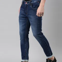CINOCCI Blue Cotton Slim Fit Jeans image 3