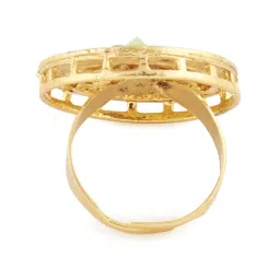 Zaveri Pearls Green Peach Meenakari Kundan Necklace Earring Maangtikka & Ring Set-ZPFK13188 image 3