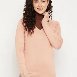 MADAME Orange V Neck Sweater image 1