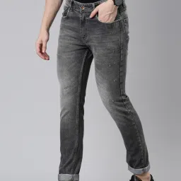 CINOCCI Cool Grey Cotton Slim Fit Jeans image 3