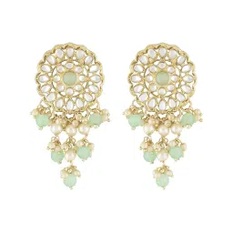 Zaveri Pearls Green Multistrand Beaded Kundan Choker Necklace Earring & Ring Set-ZPFK15193 image 3