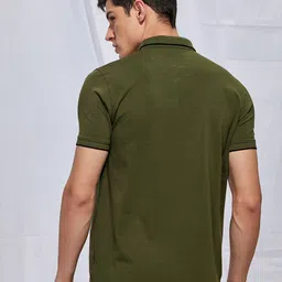 Red Flame Men Polo Collar Pockets T-shirt image 2