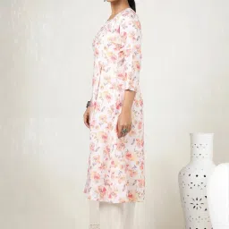 Soch Beige Linen Floral Print Kurta image 2