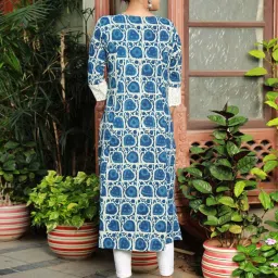 Zari Jaipur Blue Printed Straight Kurta image 2