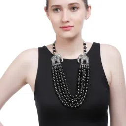 IMLI STREET Black & Silver Ethnic Naga Tribal Handmade Beaded Necklace-image-37