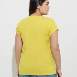 Gia by Westside Lime Abstract Printed Cotton T-Shirt image 2