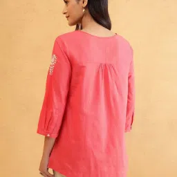 Fabindia Red Embroidered Tunic image 2