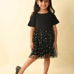 LilPicks Kids Black Embellished Dress-picture-19