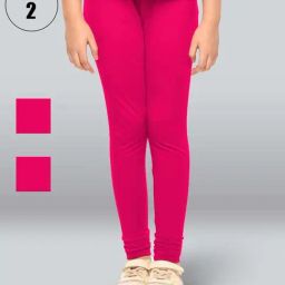 Lyra Kids Fuchsia Pink Skinny Fit Leggings (Pack of 2)-picture-48